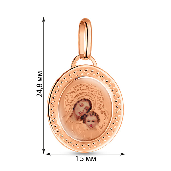 Ладанка з золота "Діва Марія і Ісус" з емаллю (арт. 421273) – зображення 3