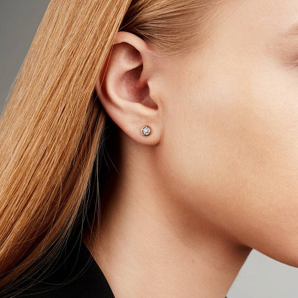 Золоті сережки пусети з діамантами (арт. Т011039020бк) – зображення 2