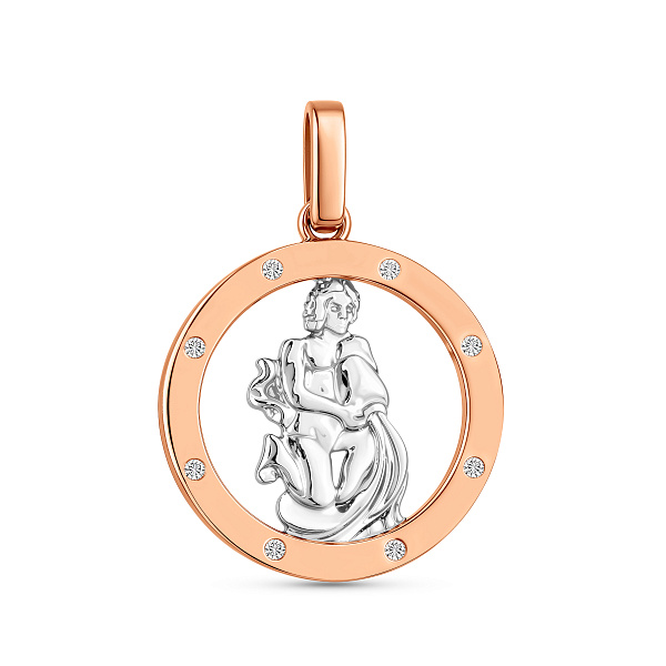 Золотой подвес "Водолей" с фианитами (арт. 440674) – изображение 1