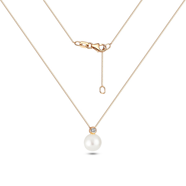 Золоте кольє з перлиною і фіанітом (арт. 350728прлб) – зображення 2