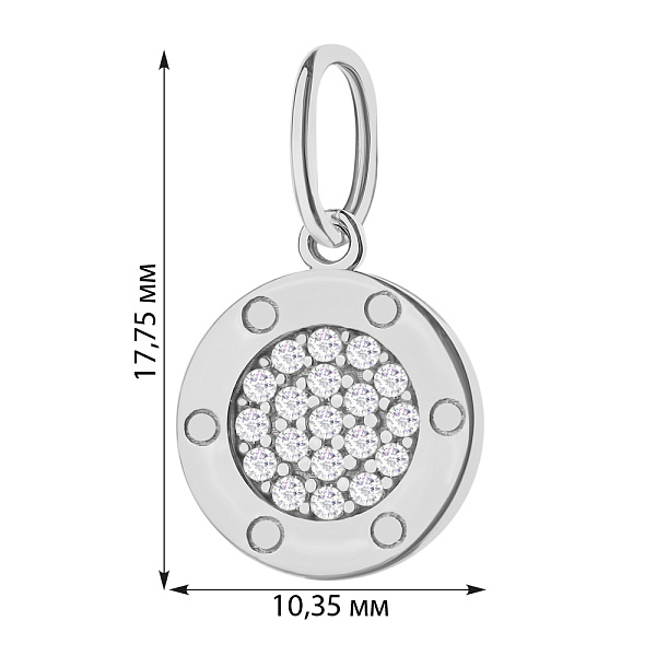 Золотий підвіс в білому кольорі металу з фіанітами (арт. 424145б) – зображення 2