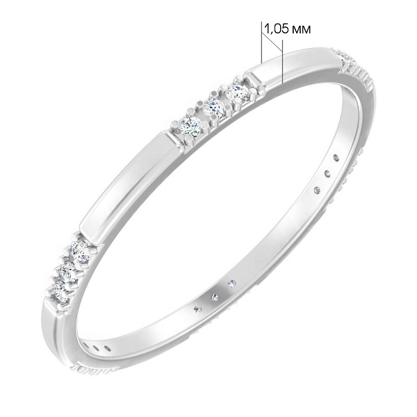 Тонка каблучка з білого золота з діамантами (арт. К011337005б) – зображення 3