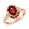 Каблучка з червоного золота з гранатом і фіанітами (арт. 140675Пк)