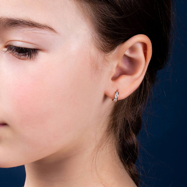 Дитячі золоті сережки з фіанітами (арт. 110245) – зображення 3