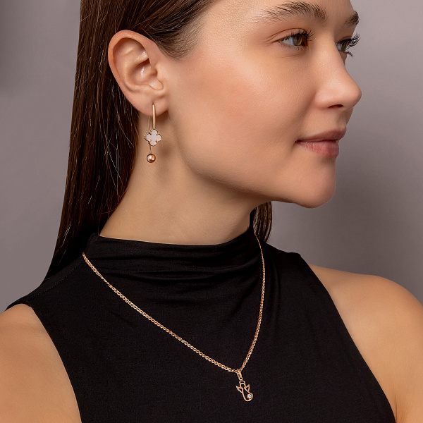 Серьги из красного золота с перламутром (арт. 1101200/10п) – изображение 4