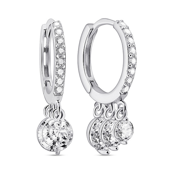 Серебряные серьги-кольца с подвесками (арт. 7502/9865/10) – изображение 1