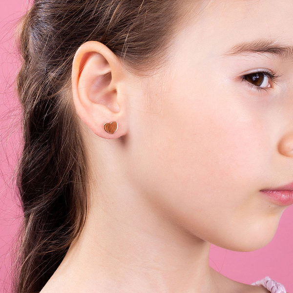 Золоті сережки-пусети «Сердечка» з фіанітами (арт. 111077) – зображення 3