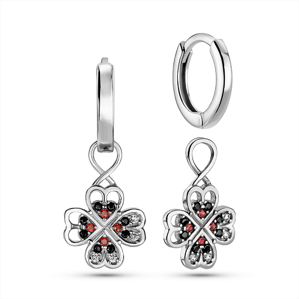 Серебряные серьги-трансформеры с фианитами (арт. 7502/304/1чаксю) – изображение 1