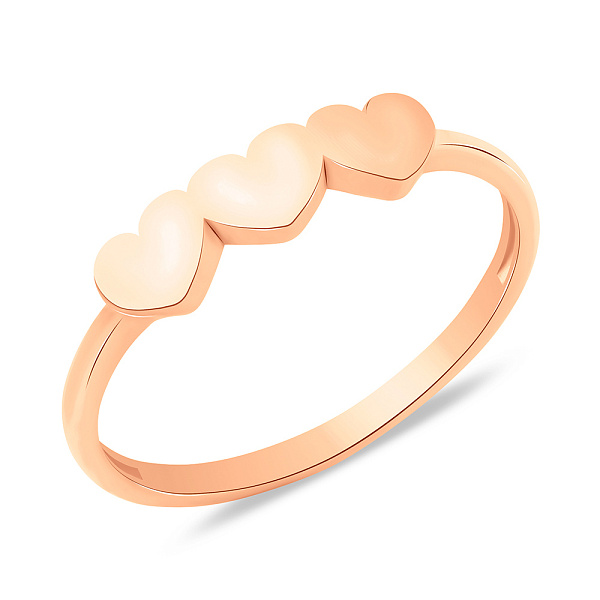 Золотое кольцо Сердечки без камней (арт. 155906) – изображение 1