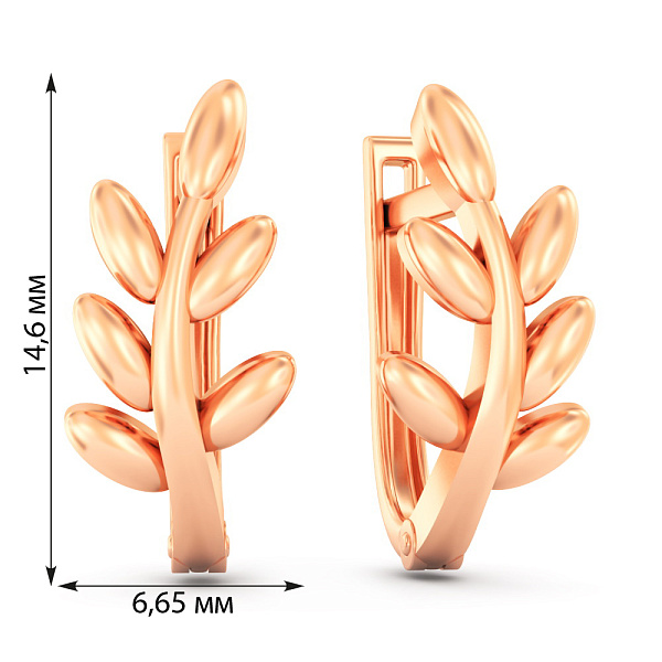 Серьги из красного золота Веточка (арт. 111255) – изображение 4