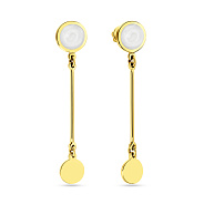 Фото Серьги из желтого золота с подвесками Лýна с эмалью (арт. 111067жеп)