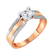 Фото Золотое помолвочное кольцо с фианитом (арт. 146900)