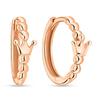 Золоті сережки-кільця "Корона" без каміння (арт. 108752/15)