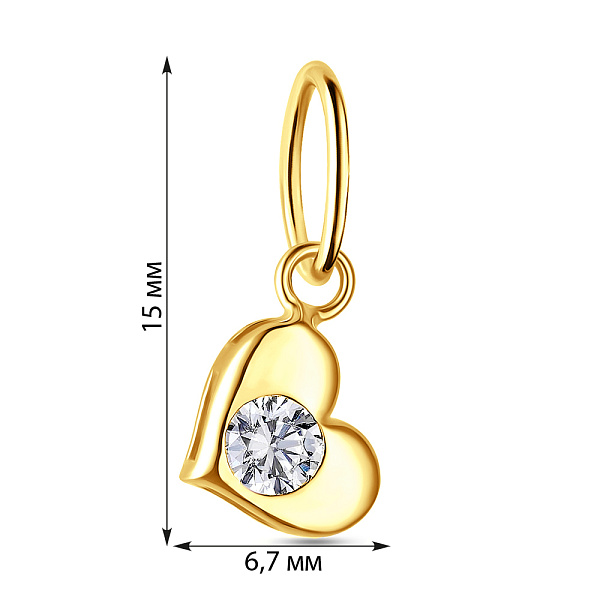 Золотая подвеска Сердце с фианитом (арт. 423585ж) – изображение 2