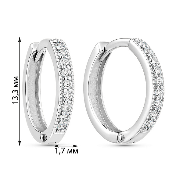 Серьги-кольца из белого золота с фианитами (арт. 110272б) – изображение 4