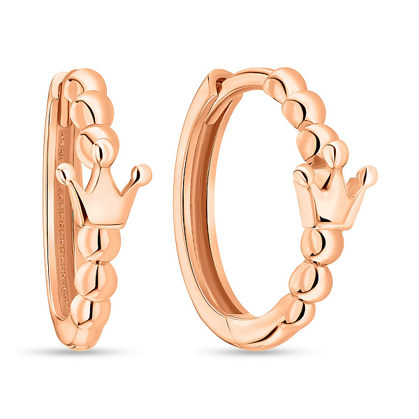 Золоті сережки-кільця "Корона" без каміння (арт. 108752/15) – зображення 1