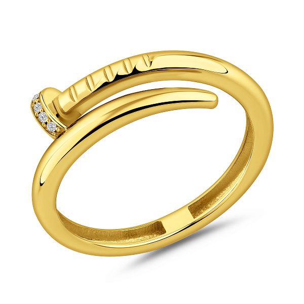 Каблучка в формі цвяха з жовтого золота з фіанітами (арт. 141452ж) – зображення 1