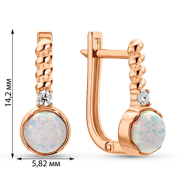 Сережки золоті з опалом (арт. 111498ПоБ) – зображення 2