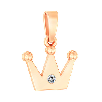 Золотая подвеска Корона с фианитом (арт. 440641)