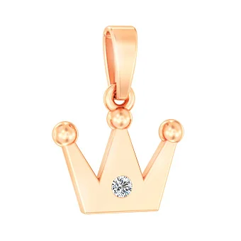 Золотая подвеска Корона с фианитом (арт. 440641)