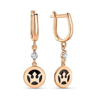 Сережки-підвіски з червоного золота (арт. 1091125еч)