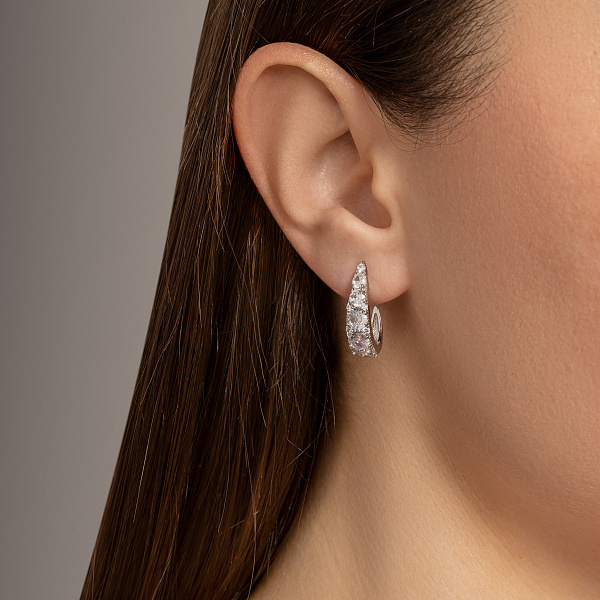 Серебряные пусеты с фианитами (арт. 7518/7312) – изображение 2