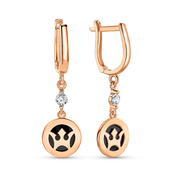 Сережки-підвіски з червоного золота (арт. 1091125еч) – зображення 1
