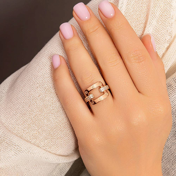 Каблучка з червоного золота з фіанітами (арт. 156576) – зображення 3