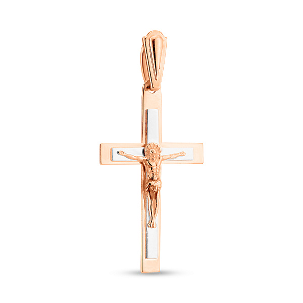 Крестик из красного и белого золота (арт. 740080Д) – изображение 1