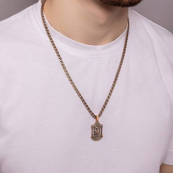 Золотой подвес-оберег Святой Николай Чудотворец с молитвой (арт. 4401017ч) – изображение 4