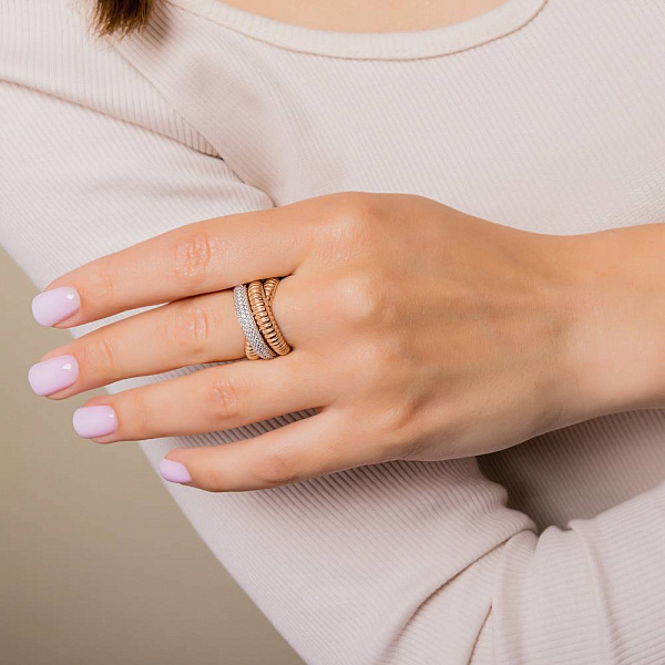 Кольцо из красного золота с фианитами (арт. 1401027) – изображение 4