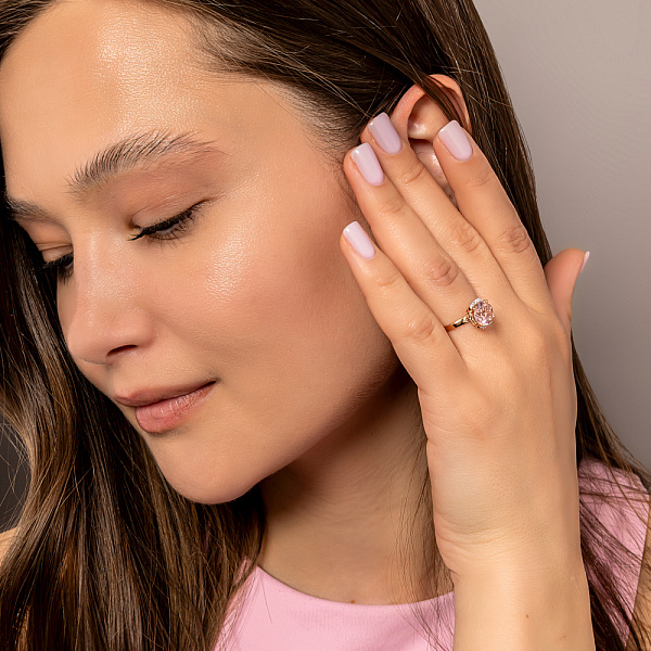 Золота каблучка з рожевим морганітом (арт. 141157ПмГ) – зображення 4