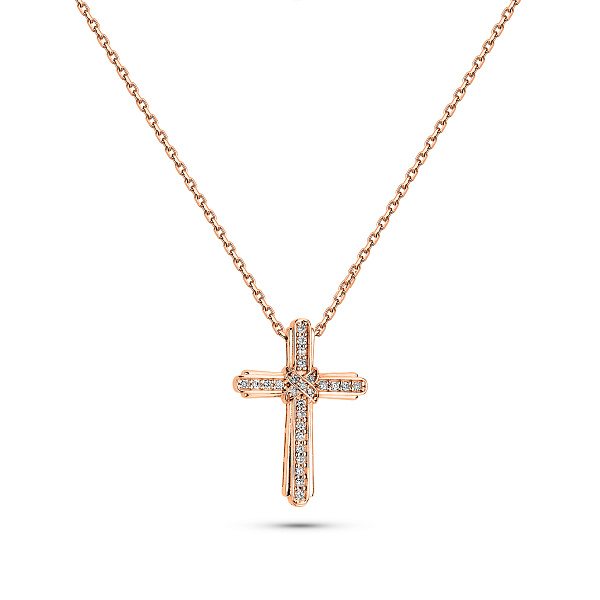 Золотое колье с крестиком и бриллиантами (арт. Ц011802010) – изображение 1