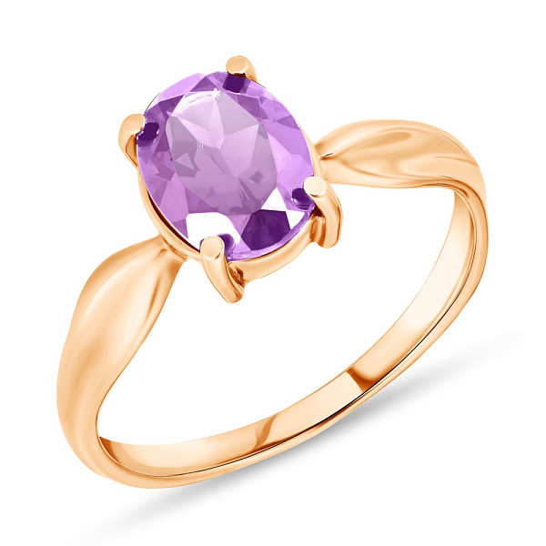 Кольцо золотое с аметистом (арт. 140355Па) – изображение 1