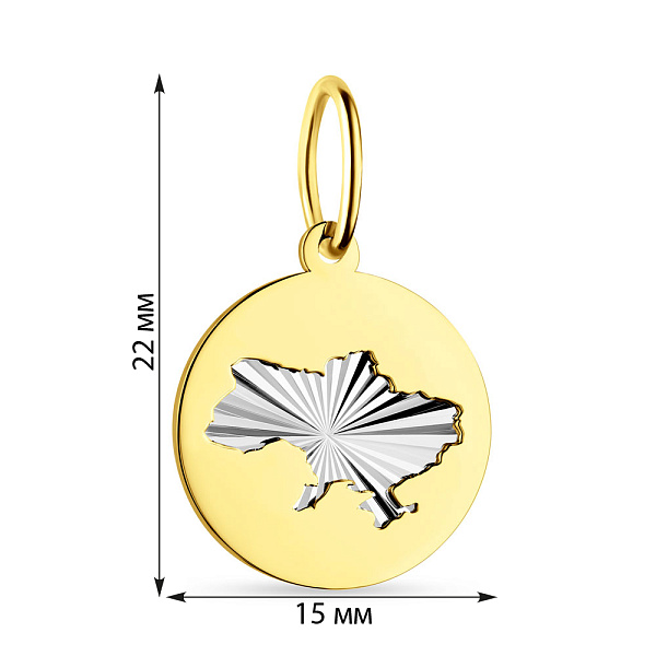 Золотий підвіс Україна з алмазною гранню (арт. 440731ж) – зображення 3