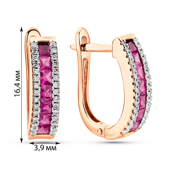 Сережки з золота з рубінами і діамантами (арт. 2190166201р) – зображення 2