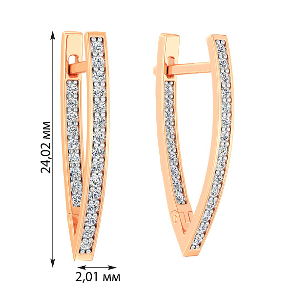 Сережки з червоного золота з фіанітами (арт. 110684) – зображення 4