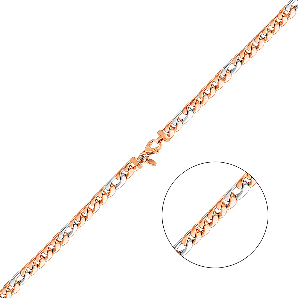 Цепочка из красного и белого золота плетения Панцирное фантазийное (арт. 352454кб) – изображение 1