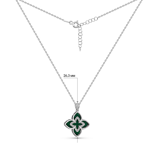 Серебряное колье Цветок с малахитом (арт. 7507/2329/20млх) – изображение 3