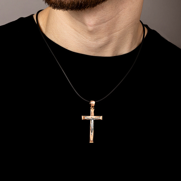 Золотий натільний хрестик з розп'яттям (арт. 500683) – зображення 2