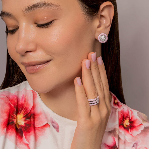 Каблучка зі срібла та кераміки (арт. 7501/2070047кмр) – зображення 4