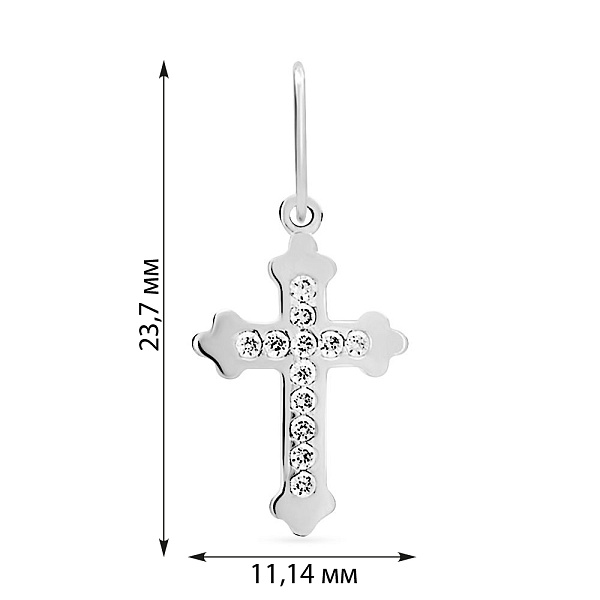 Крестик из белого золота с фианитами (арт. 440540б) – изображение 2