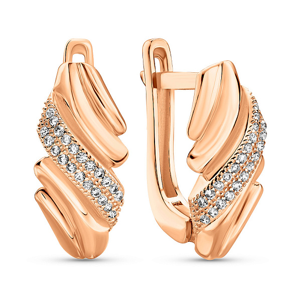 Сережки з червоного золота з фіанітами (арт. 1091118) – зображення 1