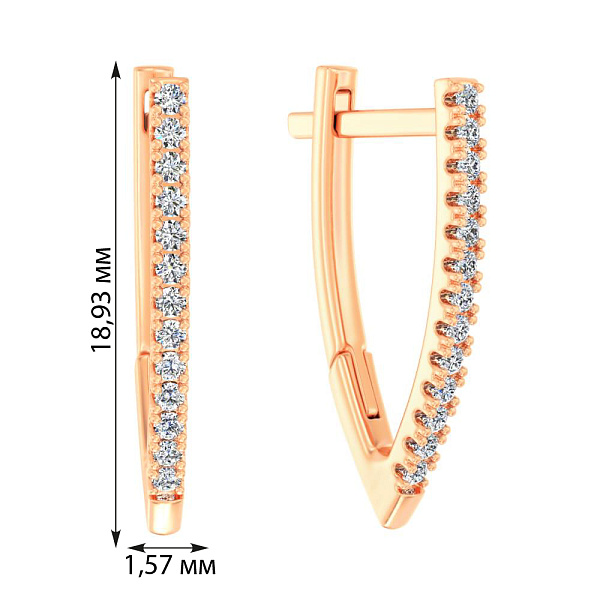 Серьги из красного золота с бриллиантами  (арт. С011191010) – изображение 2