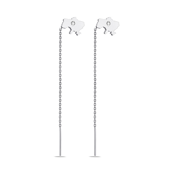 Серьги-протяжки из серебра "Украина" с фианитами (арт. 7502/489сп) – изображение 1