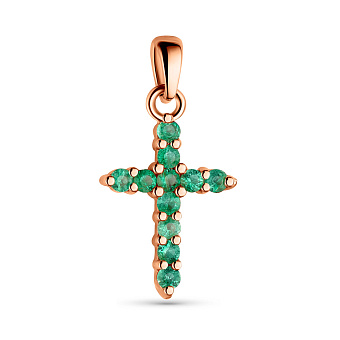 Золотий хрестик зі смарагдами (арт. 3100785201и)