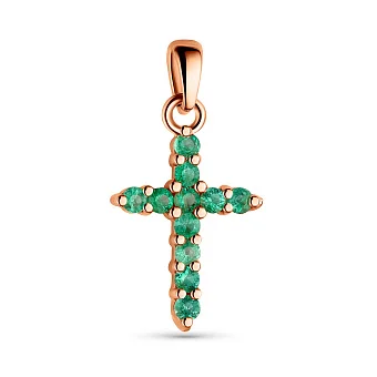 Золотий хрестик зі смарагдами (арт. 3100785201и)