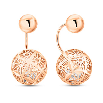 Золотые серьги-джекеты с фианитами (арт. 1091731)