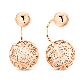 Золоті сережки-джекети з фіанітами (арт. 1091731)