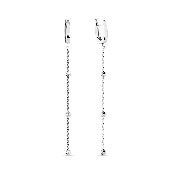 Сережки-подвески из белого золота (арт. 107375б) – изображение 1